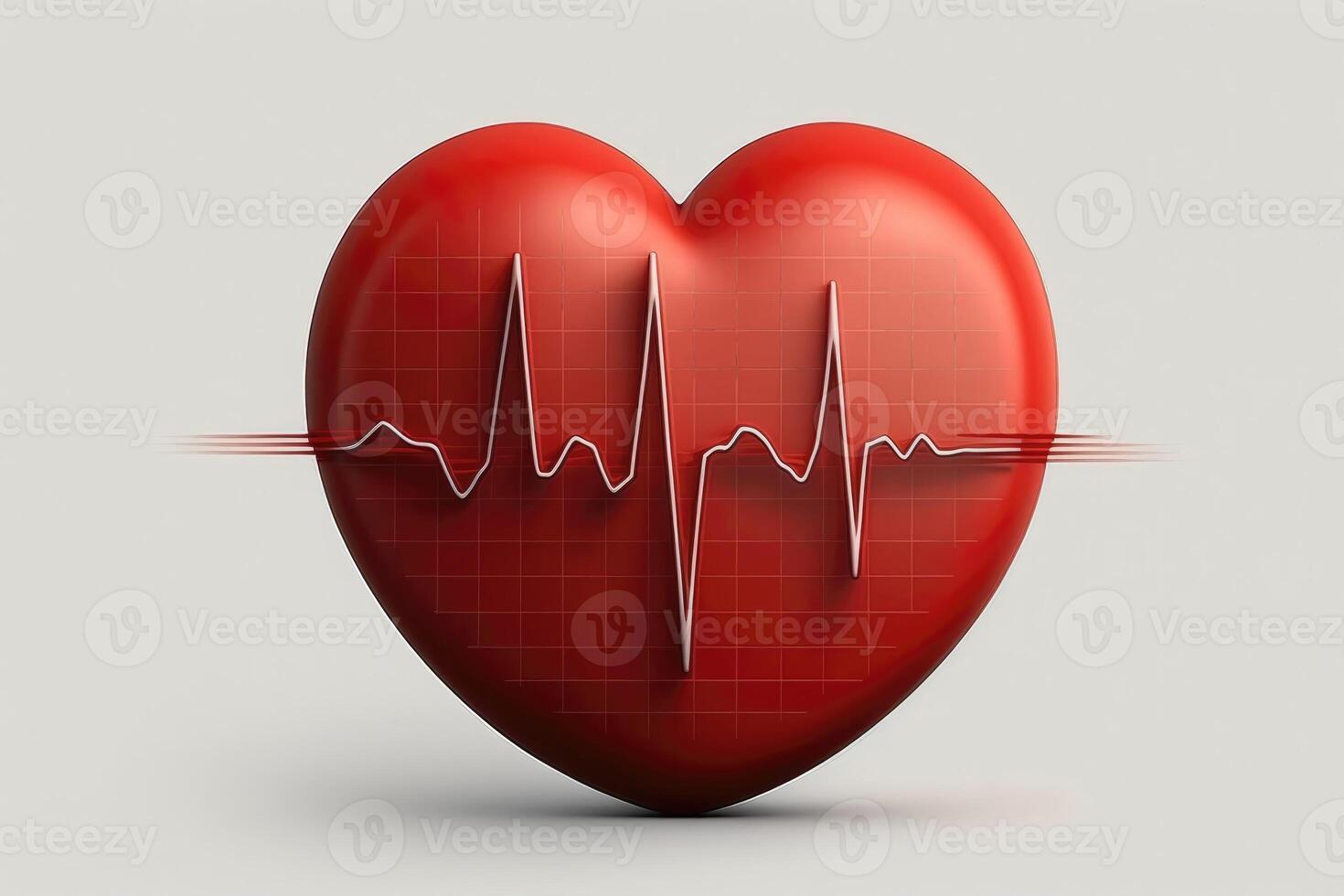 ai generiert Herz mit Ekg. rot Herz Symbol klar Hintergrund. foto