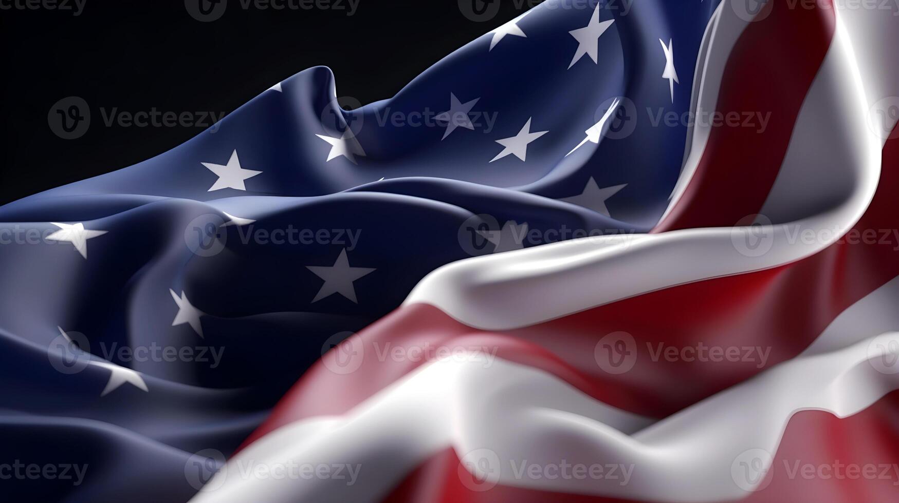 generativ ai Inhalt, amerikanisch Flagge winken im das Wind. Vertikale Banner. Flagge Tag Juli 4. National Flagge Tag. foto