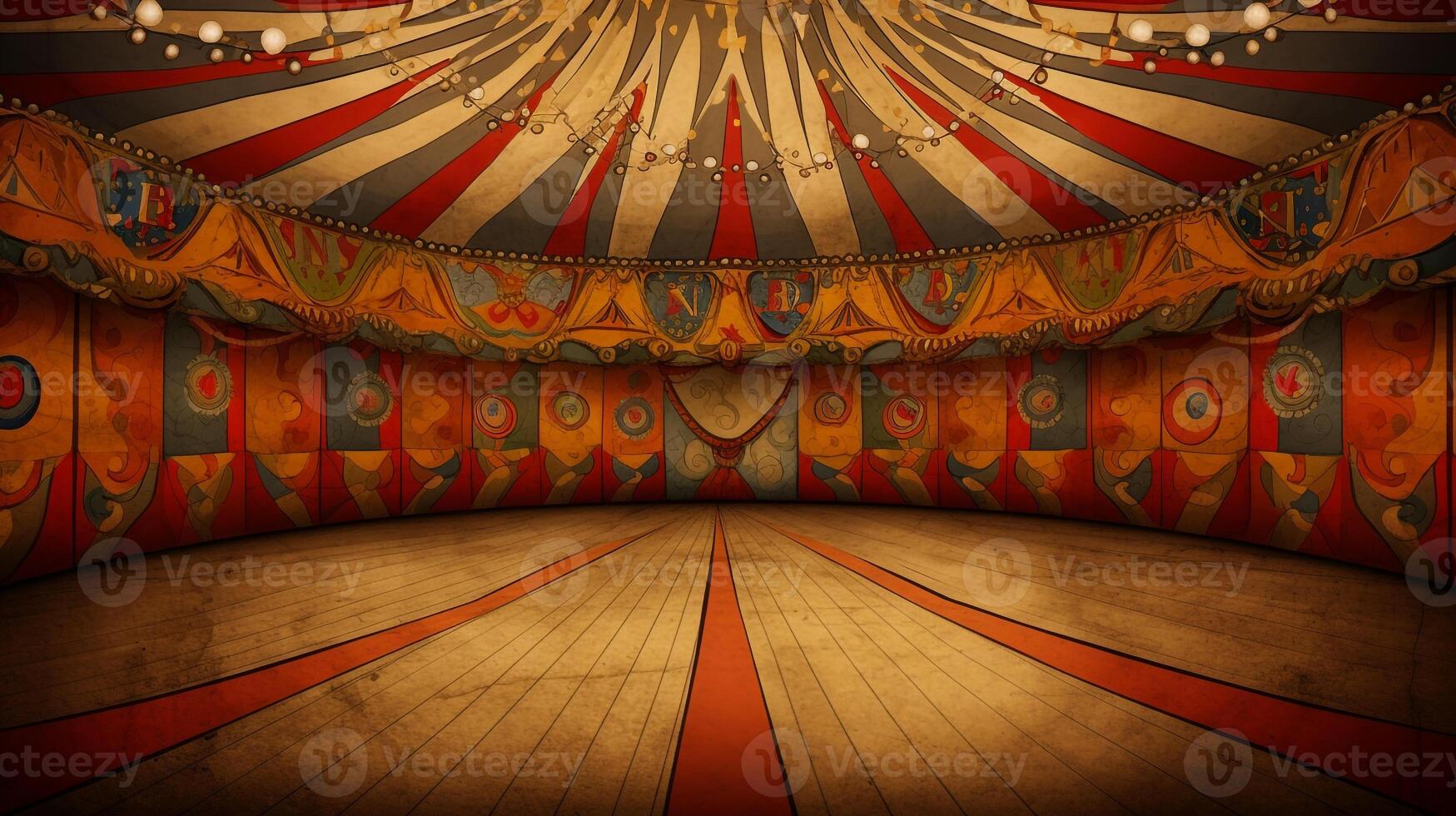 Zirkus Hintergrund mit beschwingt Farben und Spaß Figuren. ai generativ foto