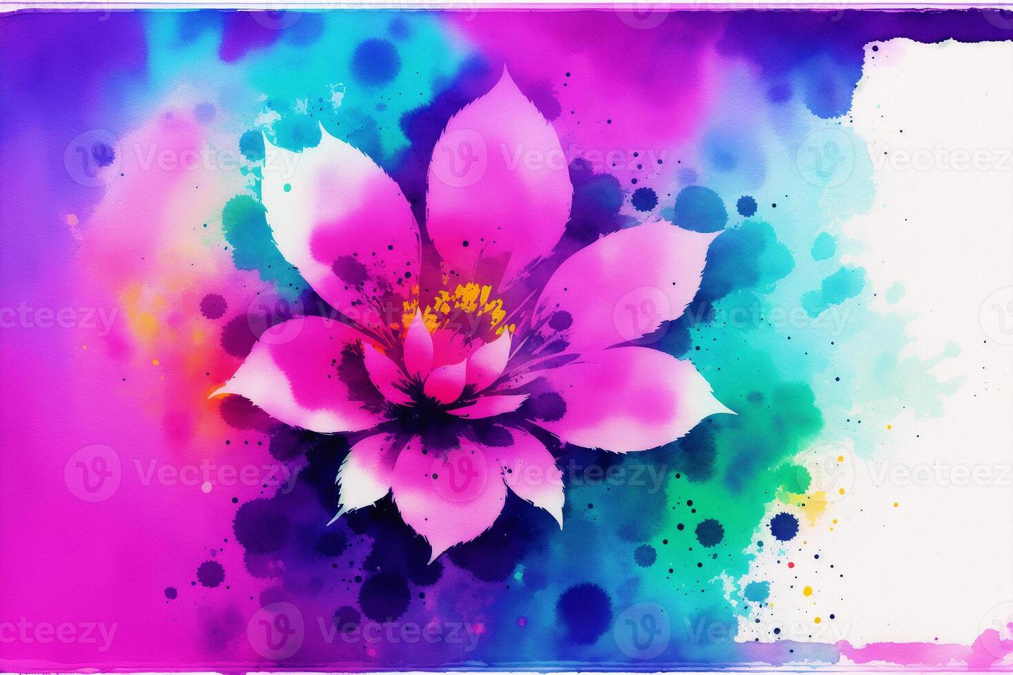 abstrakt Blumen- Hintergrund mit Aquarell Spritzer. Gänseblümchen Blume auf Aquarell Hintergrund. Aquarell malen. Digital Kunst, generativ ai foto