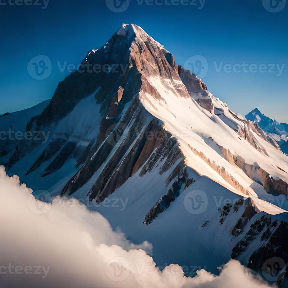 Schnee bedeckt Berge generativ ai foto