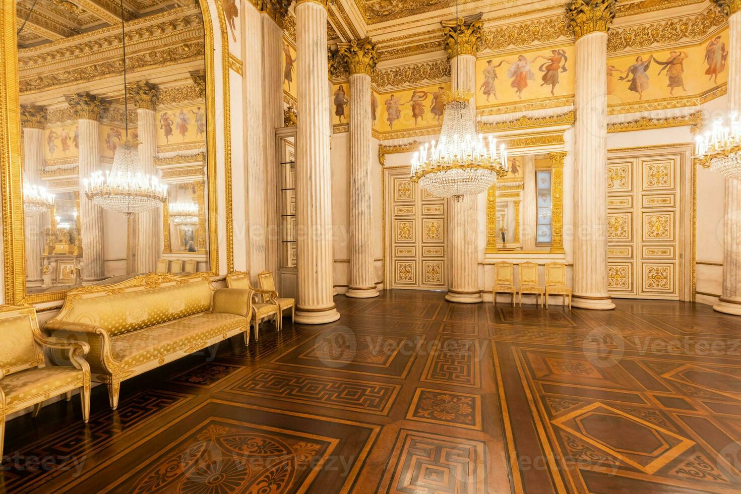 königlich Palast Ballsaal. Luxus elegant uralt Innere, Jahrgang Stil. foto
