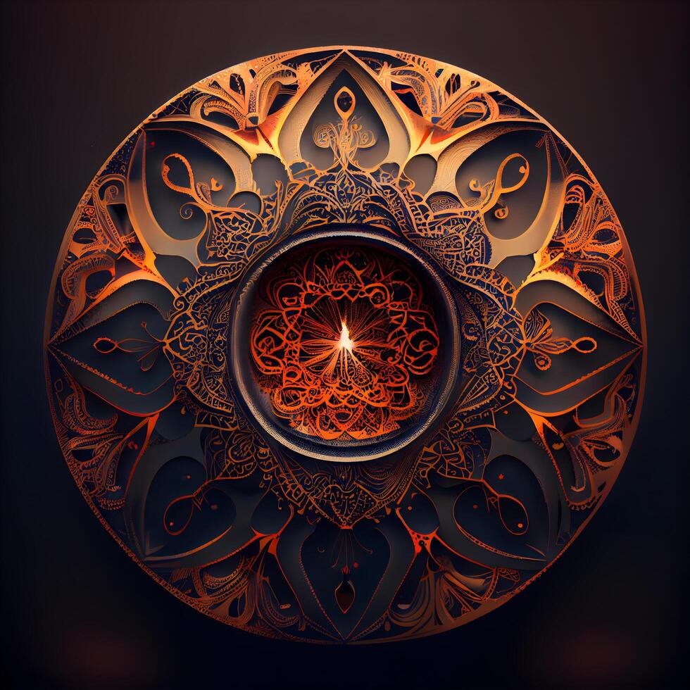 Ornament schön Karte mit Mandala. geometrisch Kreis Element gemacht im Vektor, ai generativ Bild foto