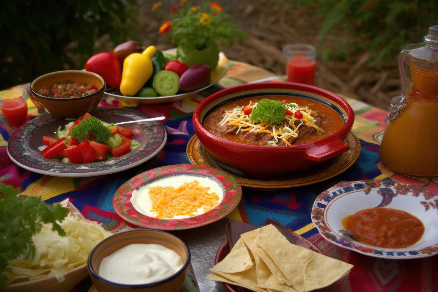 Mexikaner Essen Hintergrund. Illustration ai generativ foto