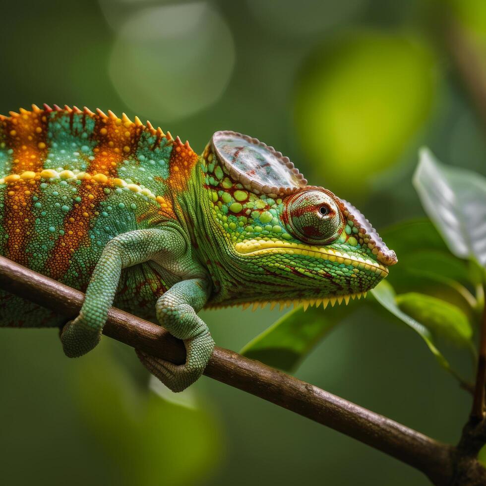 Chamäleon im Natur. Illustration ai generativ foto