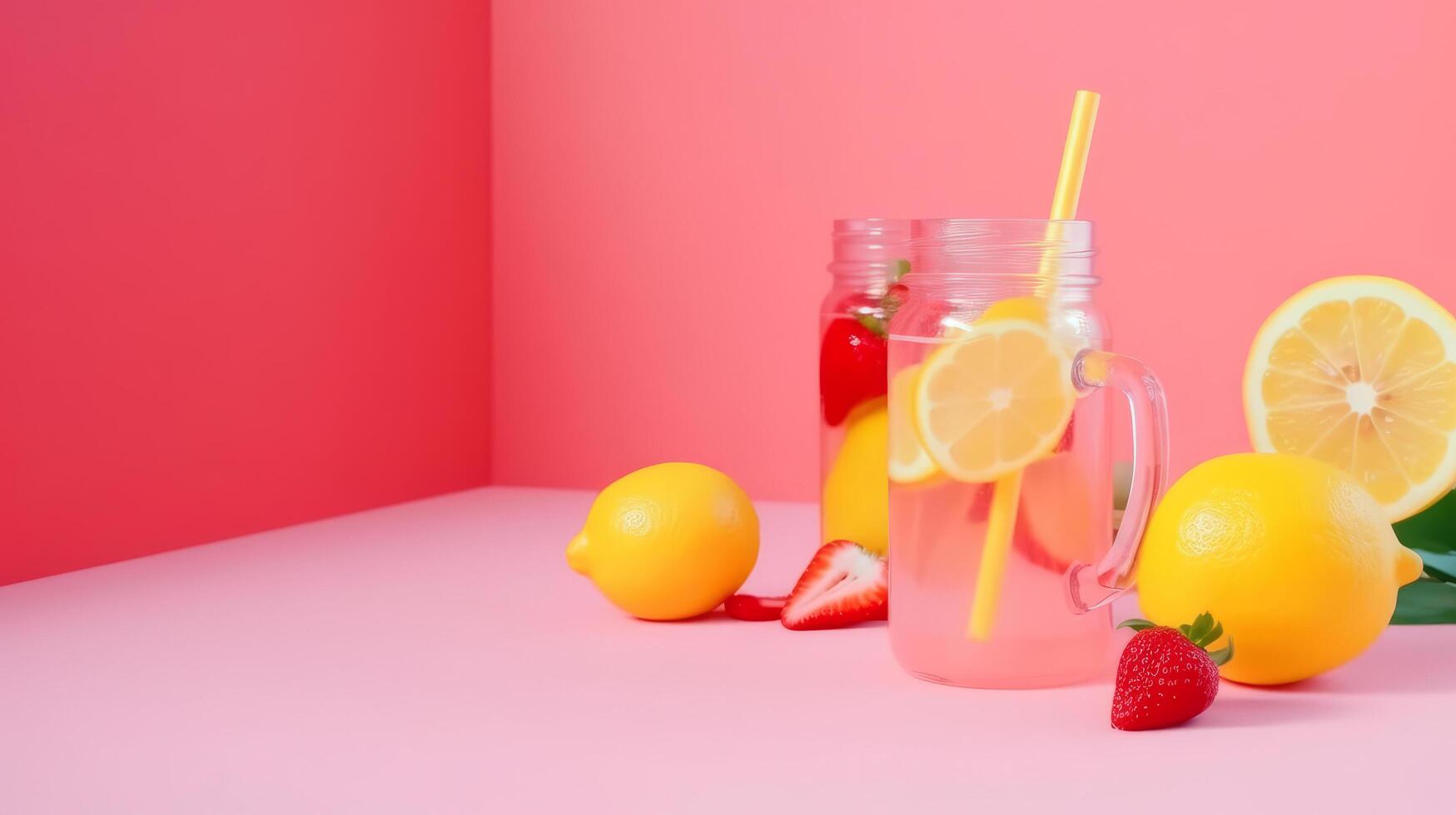 Erdbeere Limonade. Illustration ai generativ foto