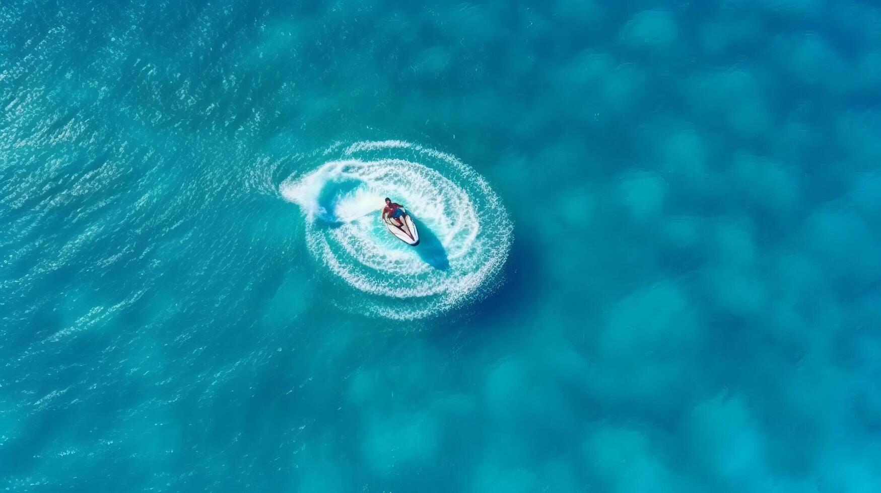 wenig Boot im Ozean. Illustration ai generativ foto