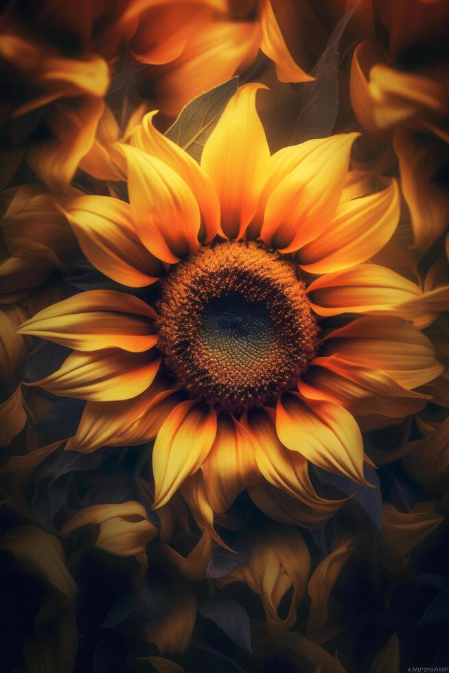 Sonnenblume Hintergrund. Illustration ai generativ foto
