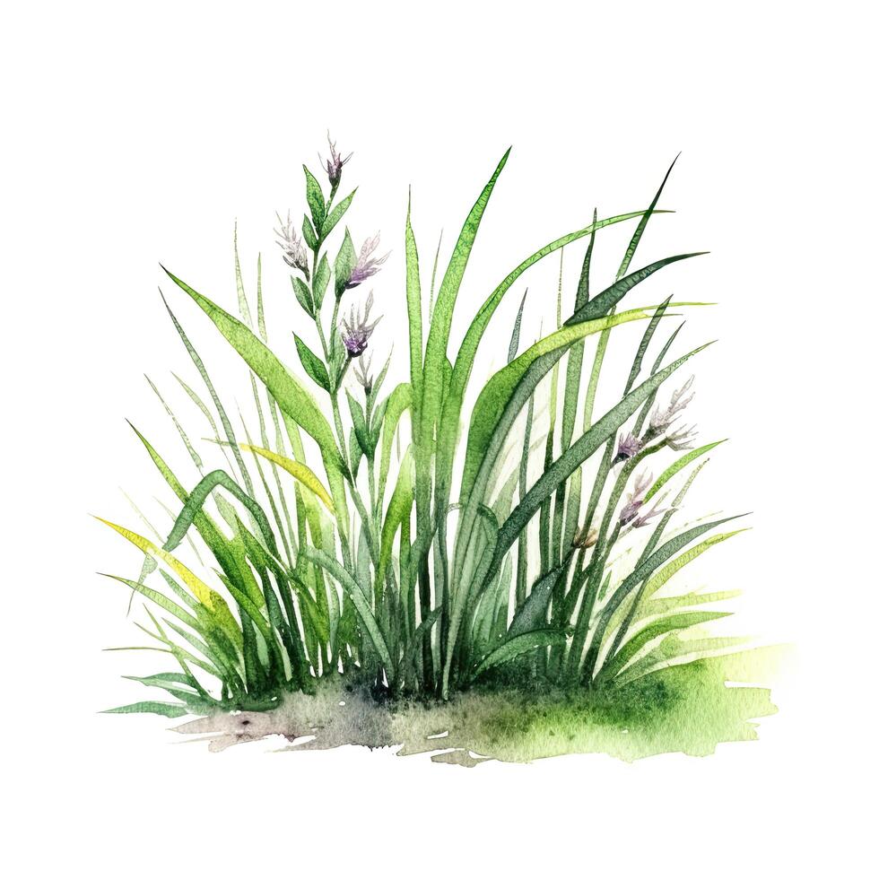 Aquarell Grün Gras. Illustration ai generativ foto