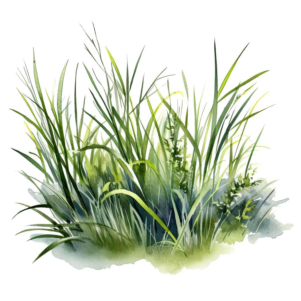 Aquarell Grün Gras. Illustration ai generativ foto