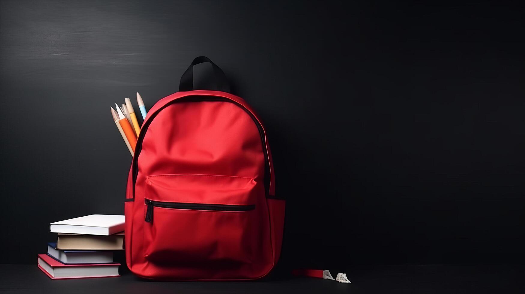 zurück zu Schule Hintergrund mit Schule Tasche. Illustration ai generativ foto