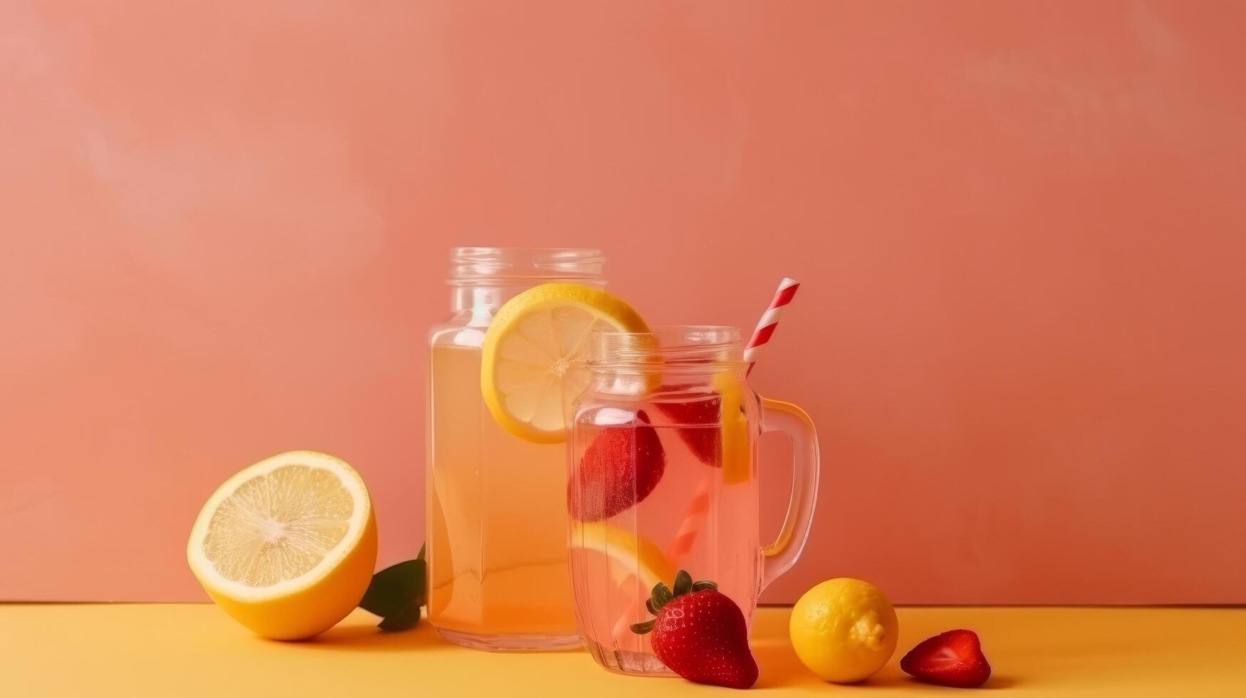 Erdbeere Limonade. Illustration ai generativ foto