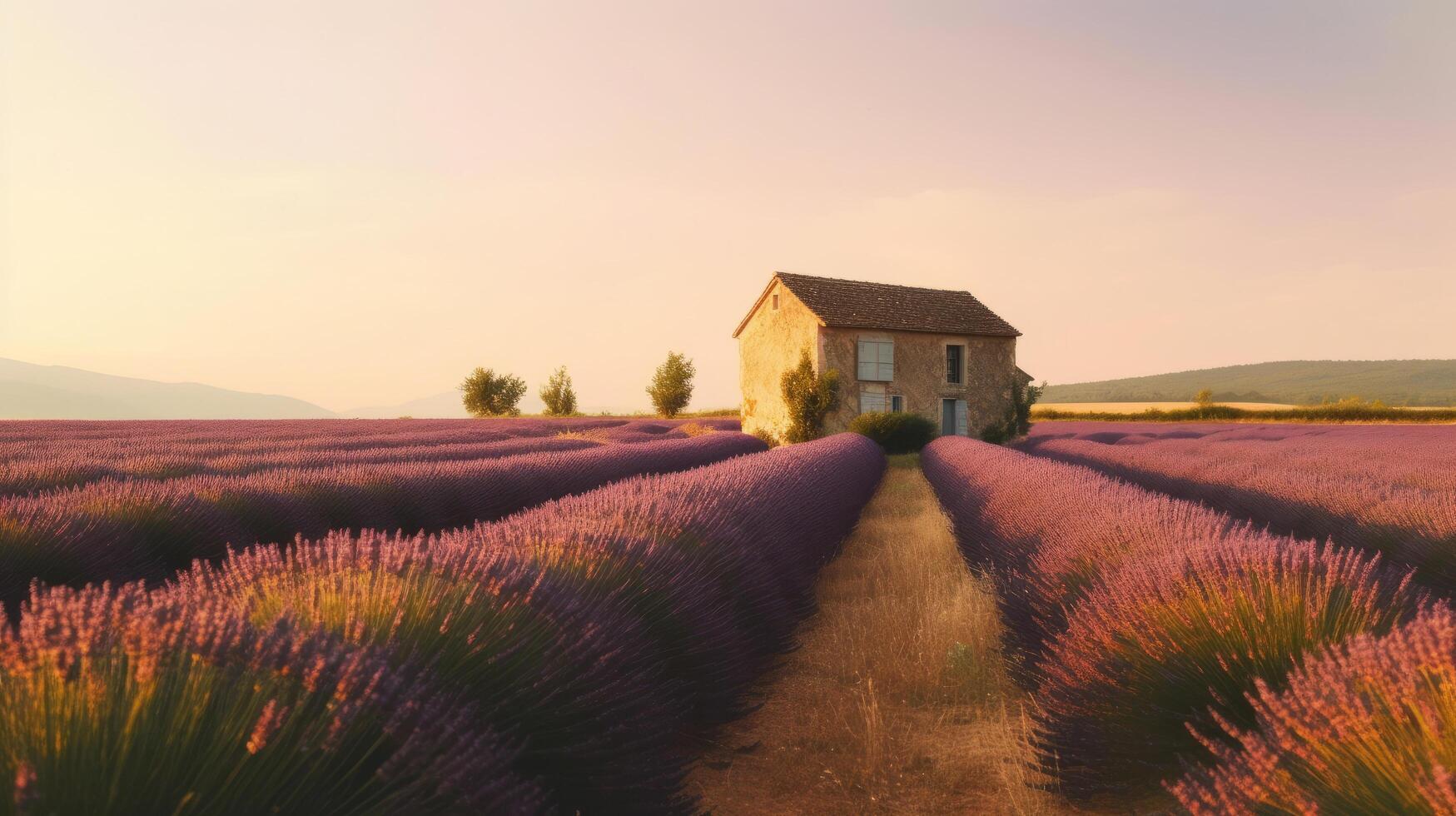 Lavendel Feld Hintergrund. Illustration ai generativ foto
