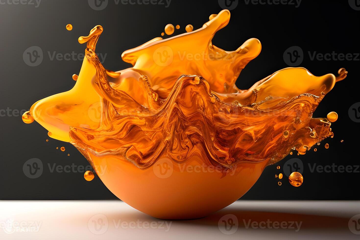 abstrakt Hintergrund bestehend aus von Orange Flüssigkeit auf ein schwarz Hintergrund. ai generiert foto