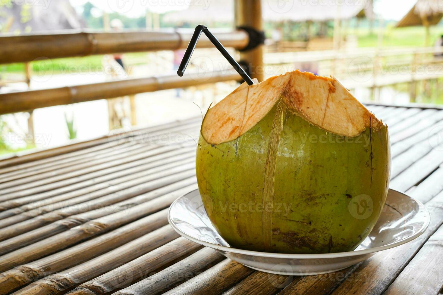 frisch Grün Kokosnuss, jung Kokosnuss bereit zu trinken foto