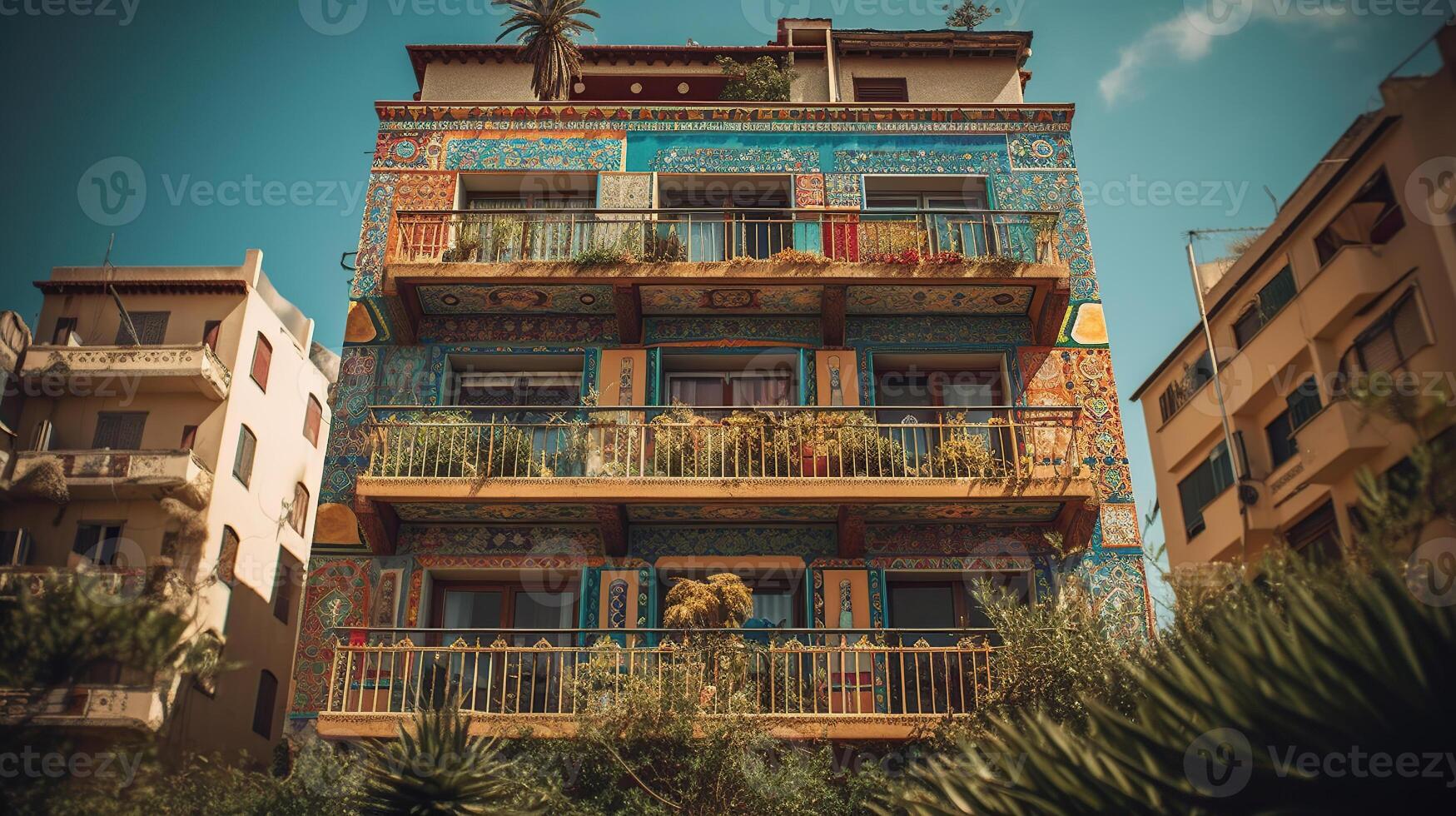 Mittelmeer Gehäuse Gebäude, generiert ai Bild foto