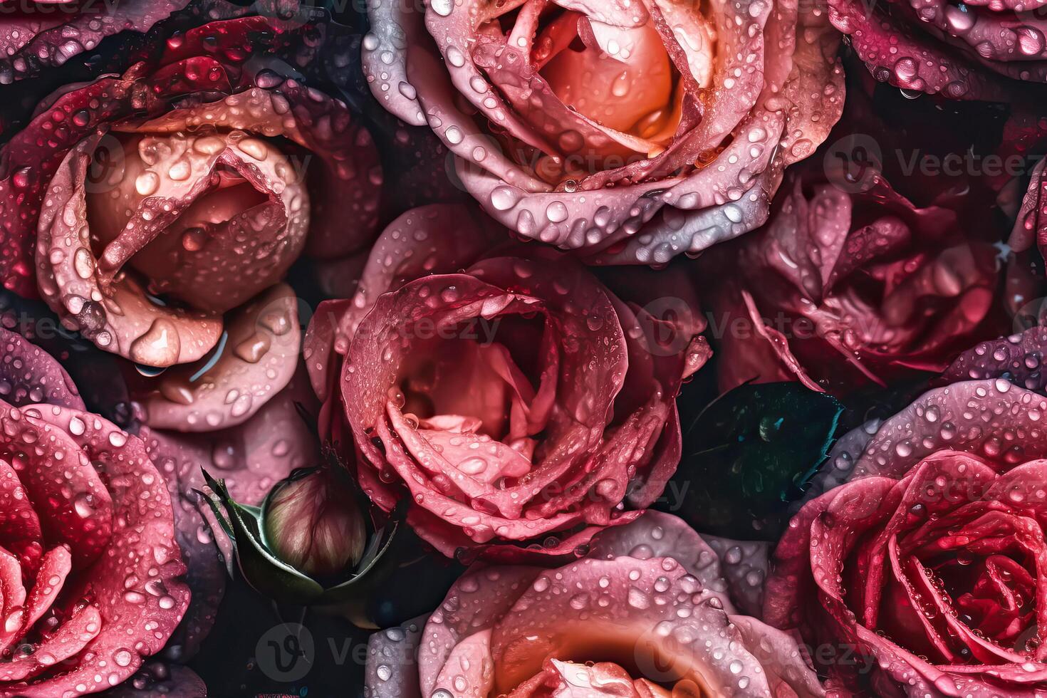 Blumen- Rosa Rosen nahtlos Muster. Vorlage zum Stoffe, Textilien, Papier, Hintergrund, Innere Dekoration. generativ ai Illustration foto
