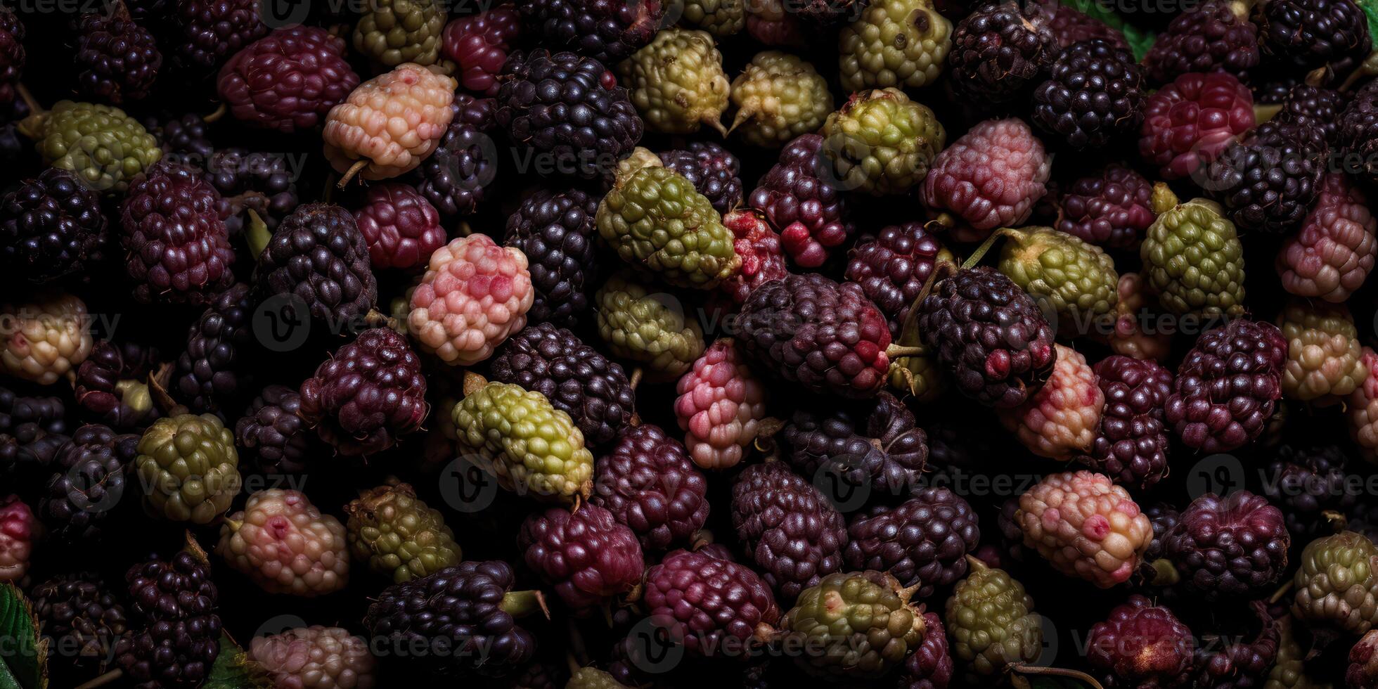 ai generativ. ai generiert. Makro Schuss Foto von schließen oben Beere Brombeeren. Grafik Design Hintergrund. Grafik Kunst