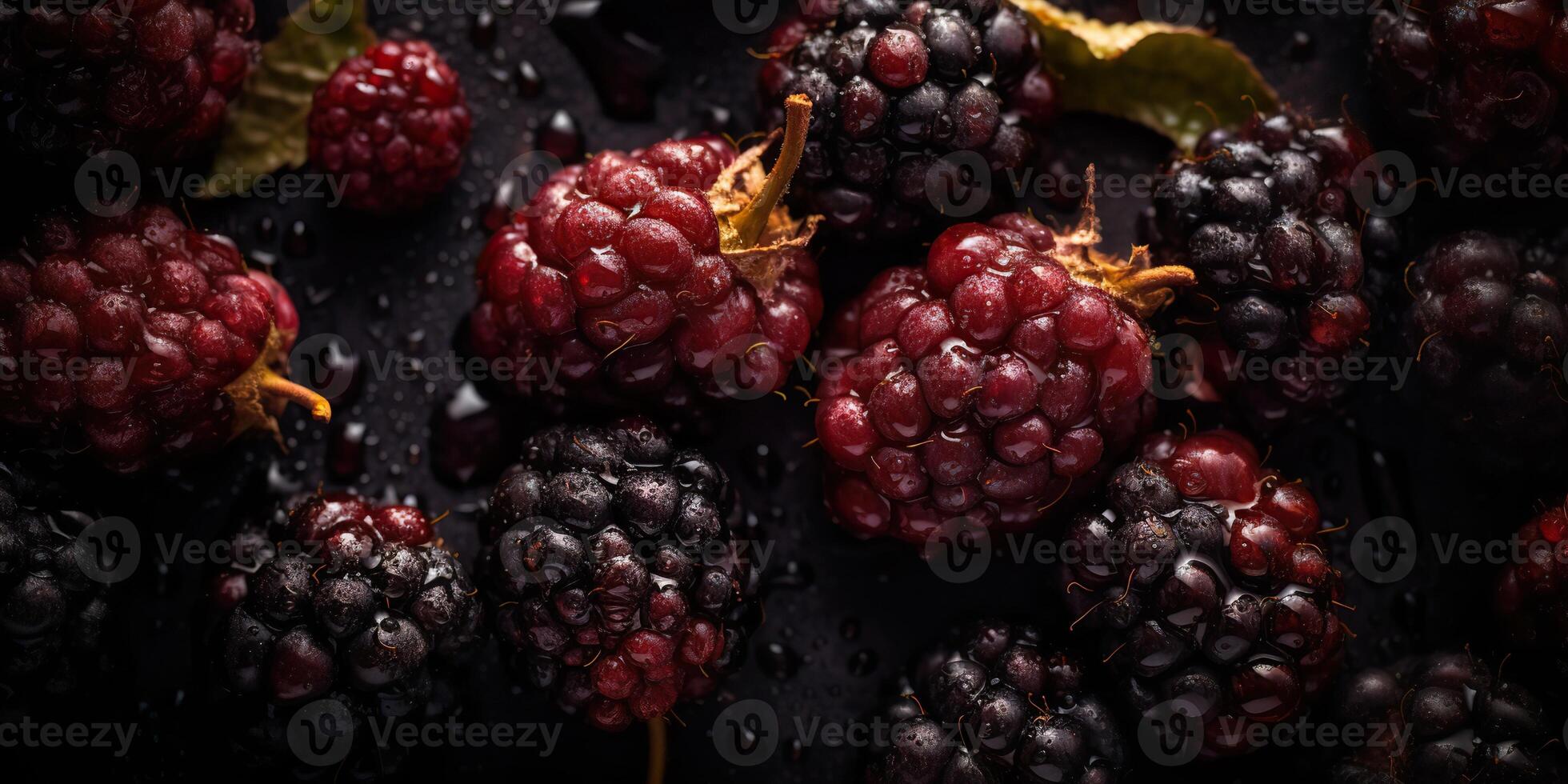 ai generativ. ai generiert. Makro Schuss Foto von schließen oben Beere Brombeeren. Grafik Design Hintergrund. Grafik Kunst