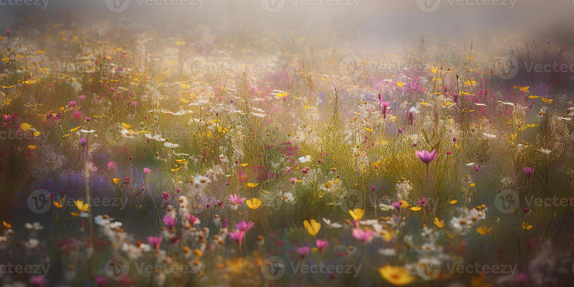 ai generativ. ai generiert. wild Blumen Frühling draussen Feld. romantisch Natur Liebhaber Liebe Ästhetik Stimmung. Grafik Kunst foto