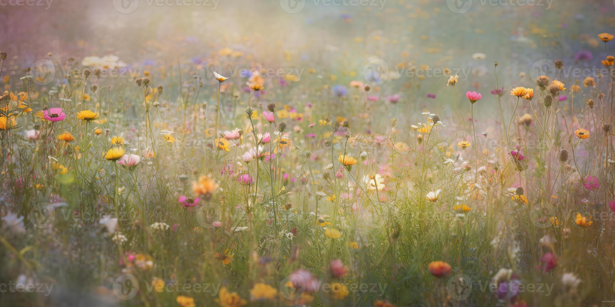 ai generativ. ai generiert. wild Blumen Frühling draussen Feld. romantisch Natur Liebhaber Liebe Ästhetik Stimmung. Grafik Kunst foto