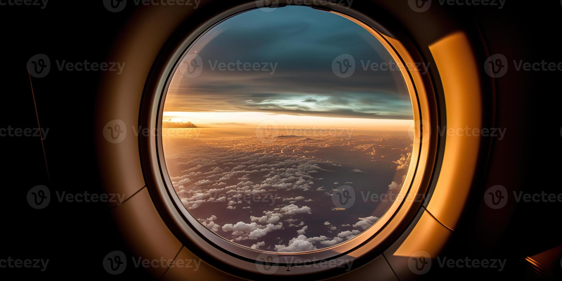 ai generiert. ai generativ. Foto realistisch Illustration von Wolken über Himmel oben im das Luft Aussicht durch das Luft Flugzeug Flugzeug Fenster. Abenteuer Reise Ferien Stimmung. Grafik Kunst