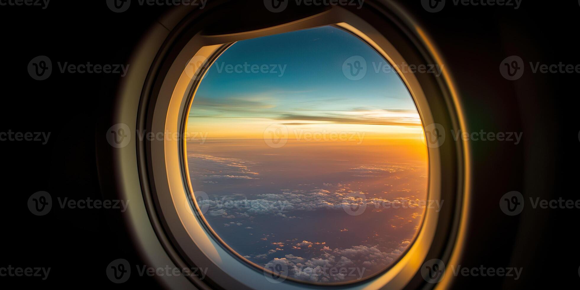 ai generiert. ai generativ. Foto realistisch Illustration von Wolken über Himmel oben im das Luft Aussicht durch das Luft Flugzeug Flugzeug Fenster. Abenteuer Reise Ferien Stimmung. Grafik Kunst