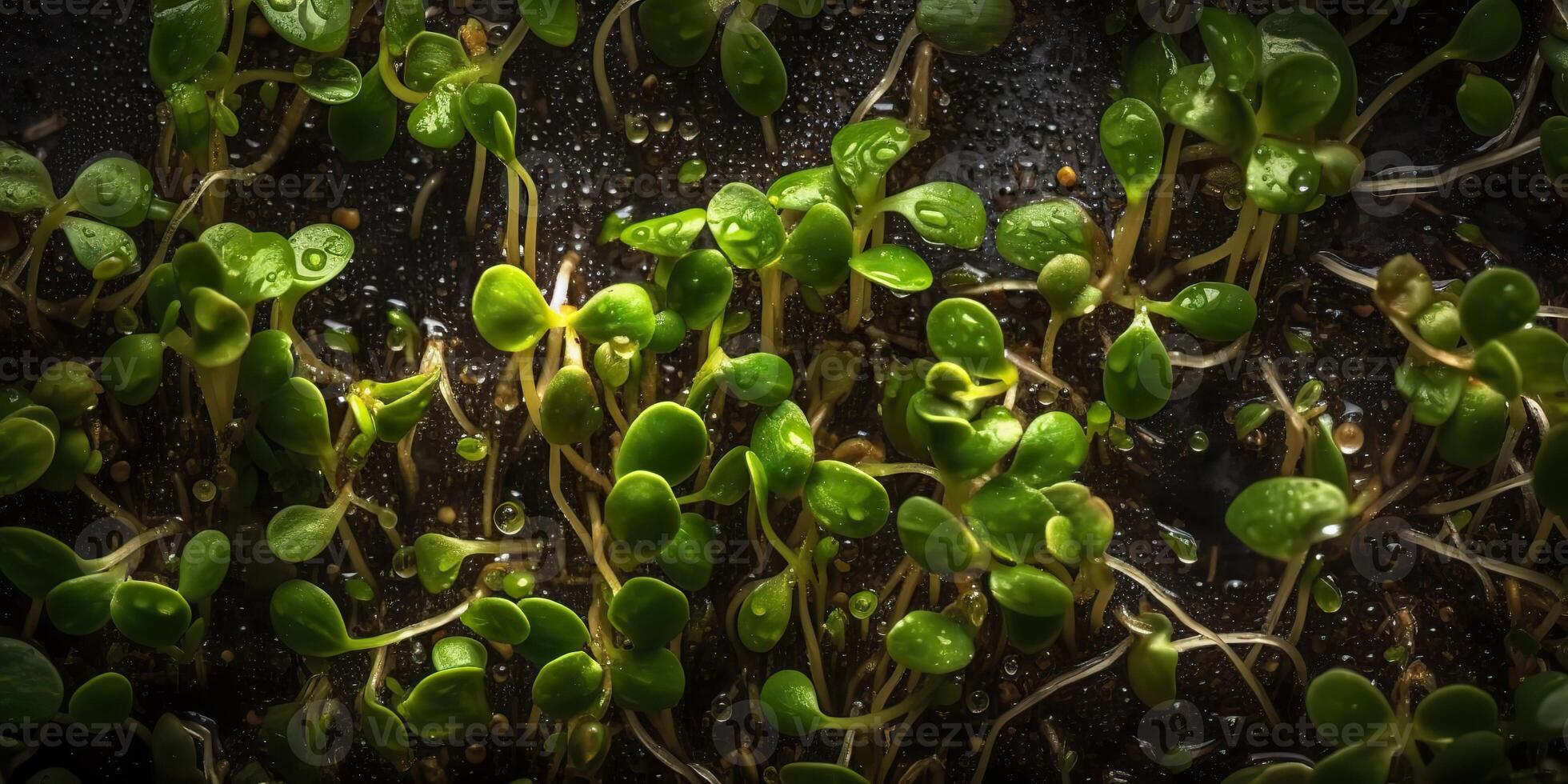 ai generativ. ai generiert. gekeimt Mikrogrün Sprossen fotorealistisch Illustration. Öko organisch vegan gesund Super Essen Stimmung. Grafik Kunst foto