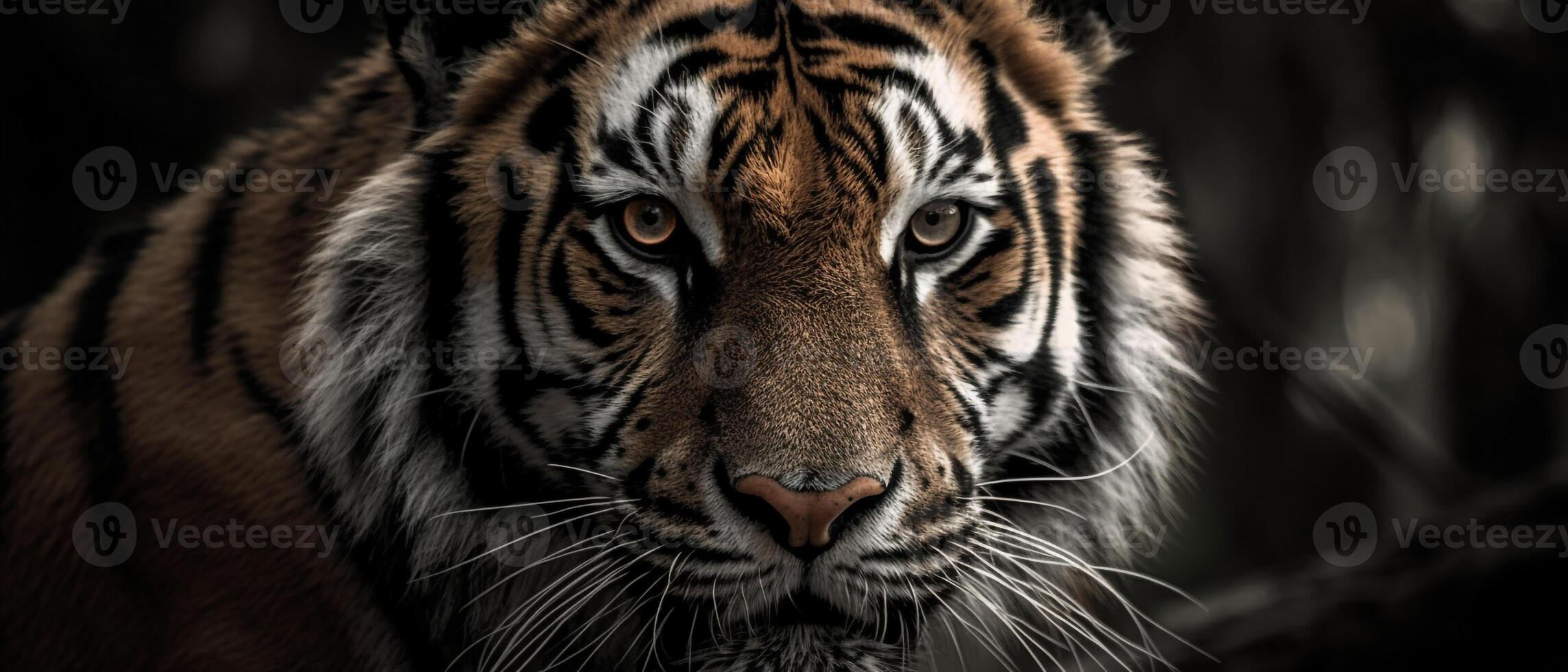 Tiger Gesicht schließen oben ciematisch. ai generativ foto