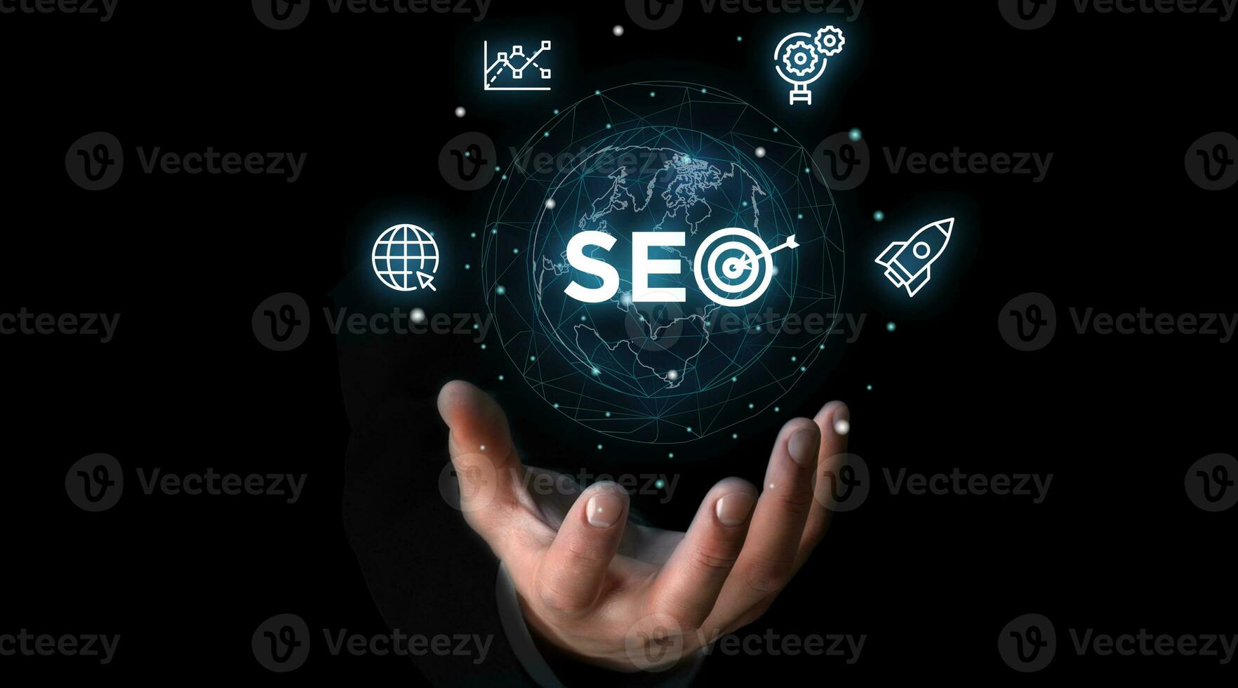 SEO Suche Motor Optimierung, organisch Suche und Internet Marketing Bildschirm foto