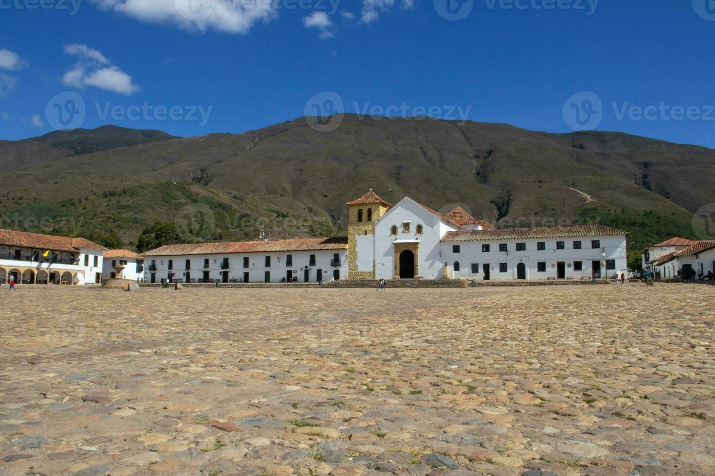 Main Platz von Villa de leyva Stadt gelegen auf das Boyaca Abteilung im Kolumbien foto