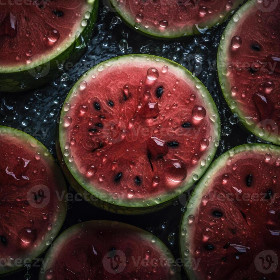 Wassermelone Scheiben generativ ai generiert foto