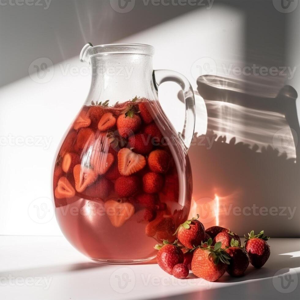 ein Krug von Erdbeere Saft generativ ai generiert foto