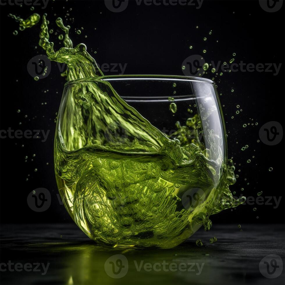 ein Grün Glas mit Wasser generativ ai generiert foto