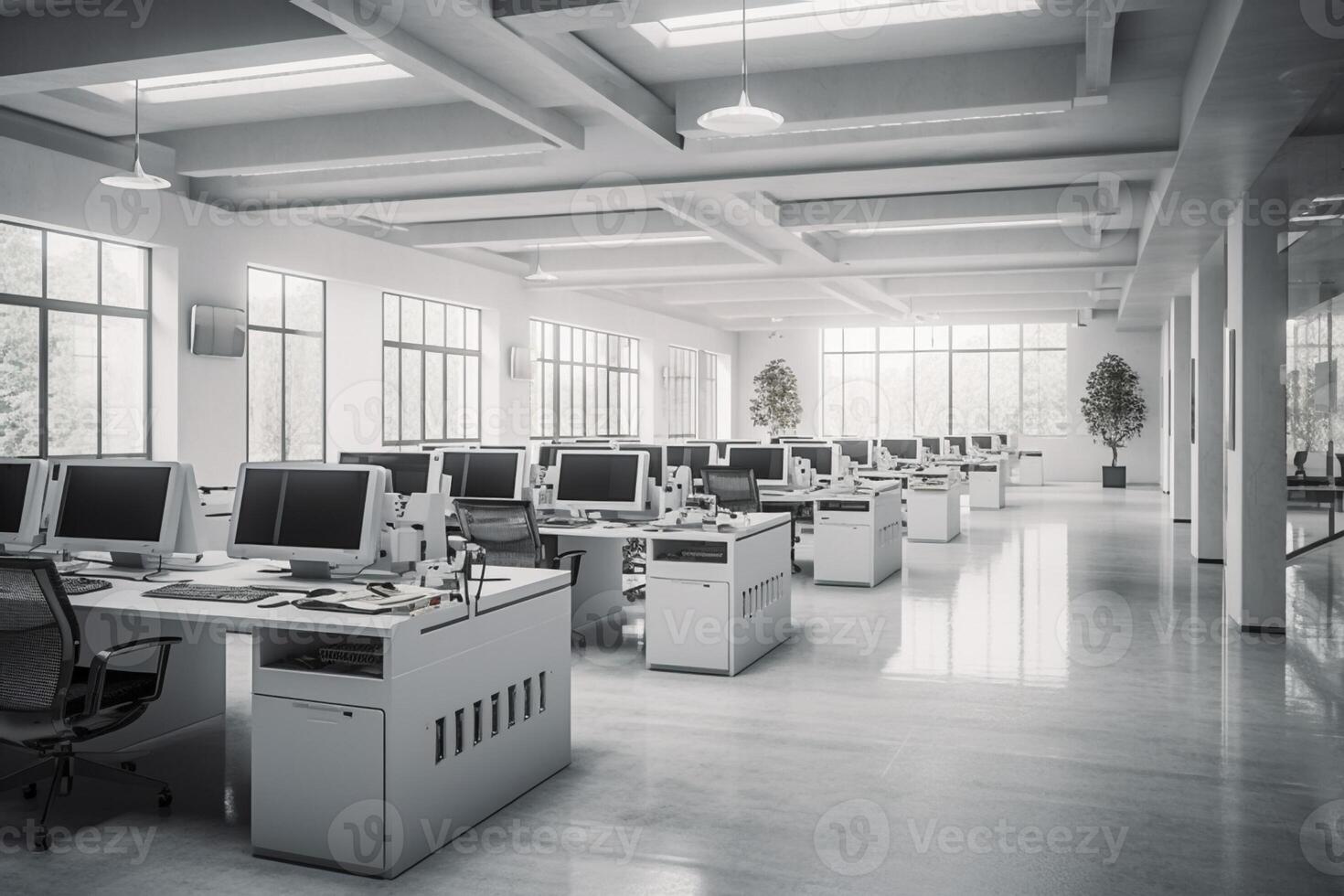 Weiß öffnen Raum Büro Innere, erstellt mit generativ ai foto
