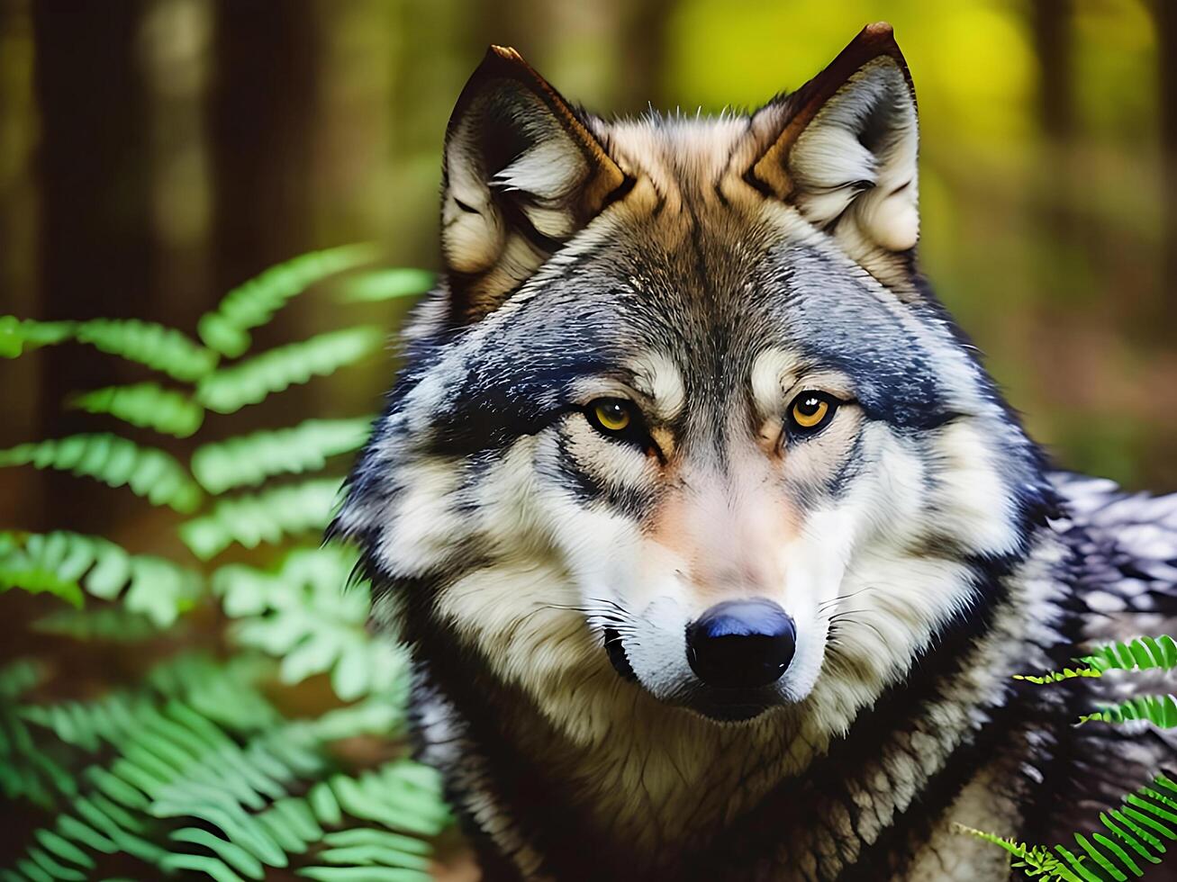 Hund Kopf Nahansicht im Urwald ai generiert foto