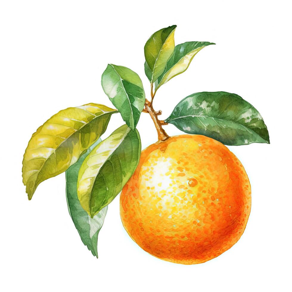 frisch Aquarell Orange Frucht. Illustration ai generativ foto