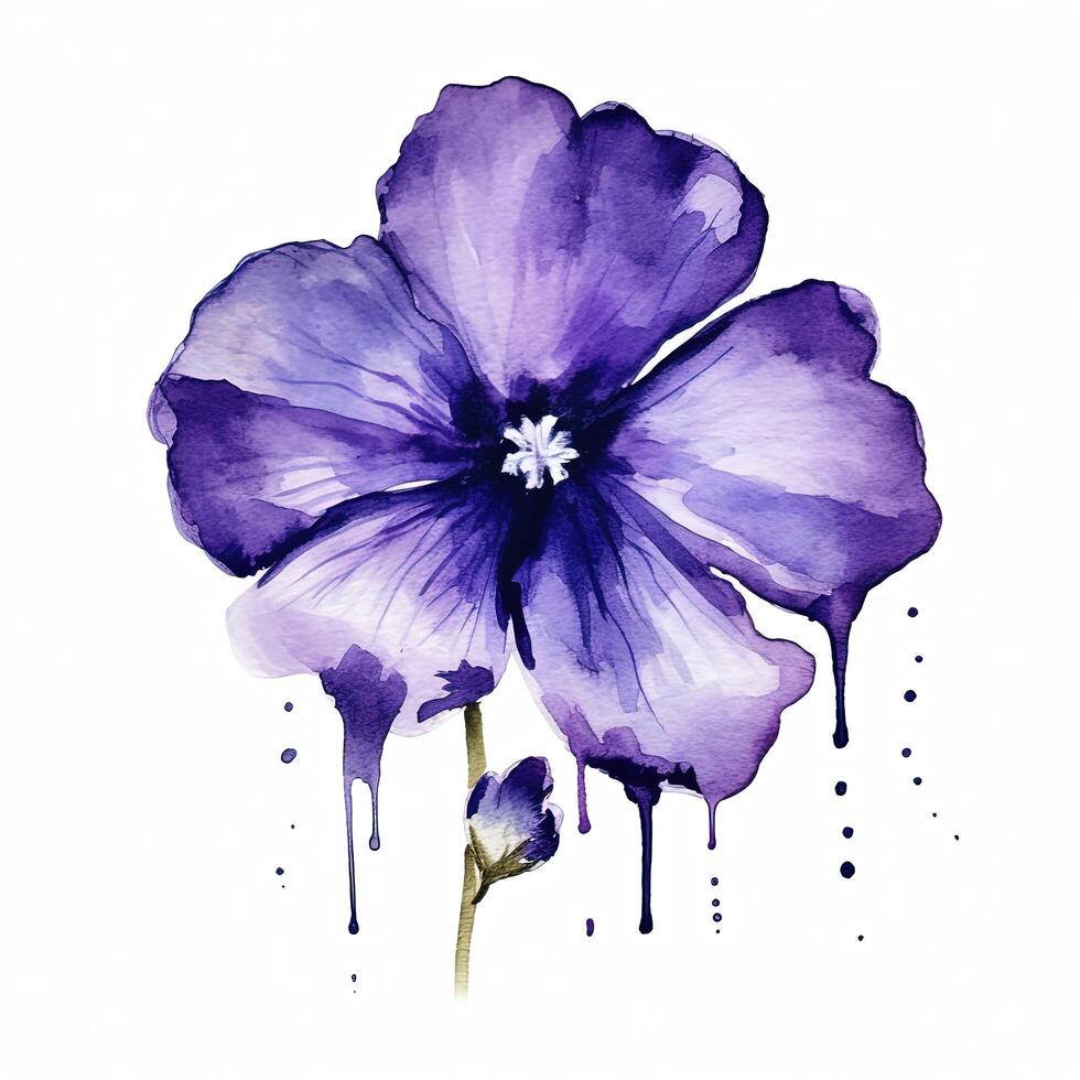 violett Aquarell Blume. Illustration ai generativ foto