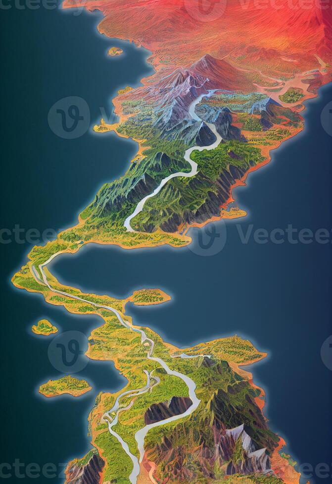 ein Bild genommen von Flugzeug von Karte Fluss. generativ ai. foto