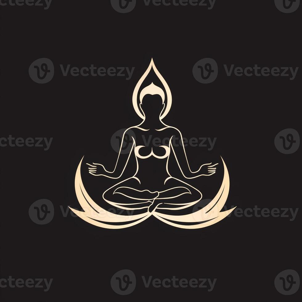 Logo von Yoga. Lotus Blume Logo mit Mensch Silhouette. ai generiert. foto