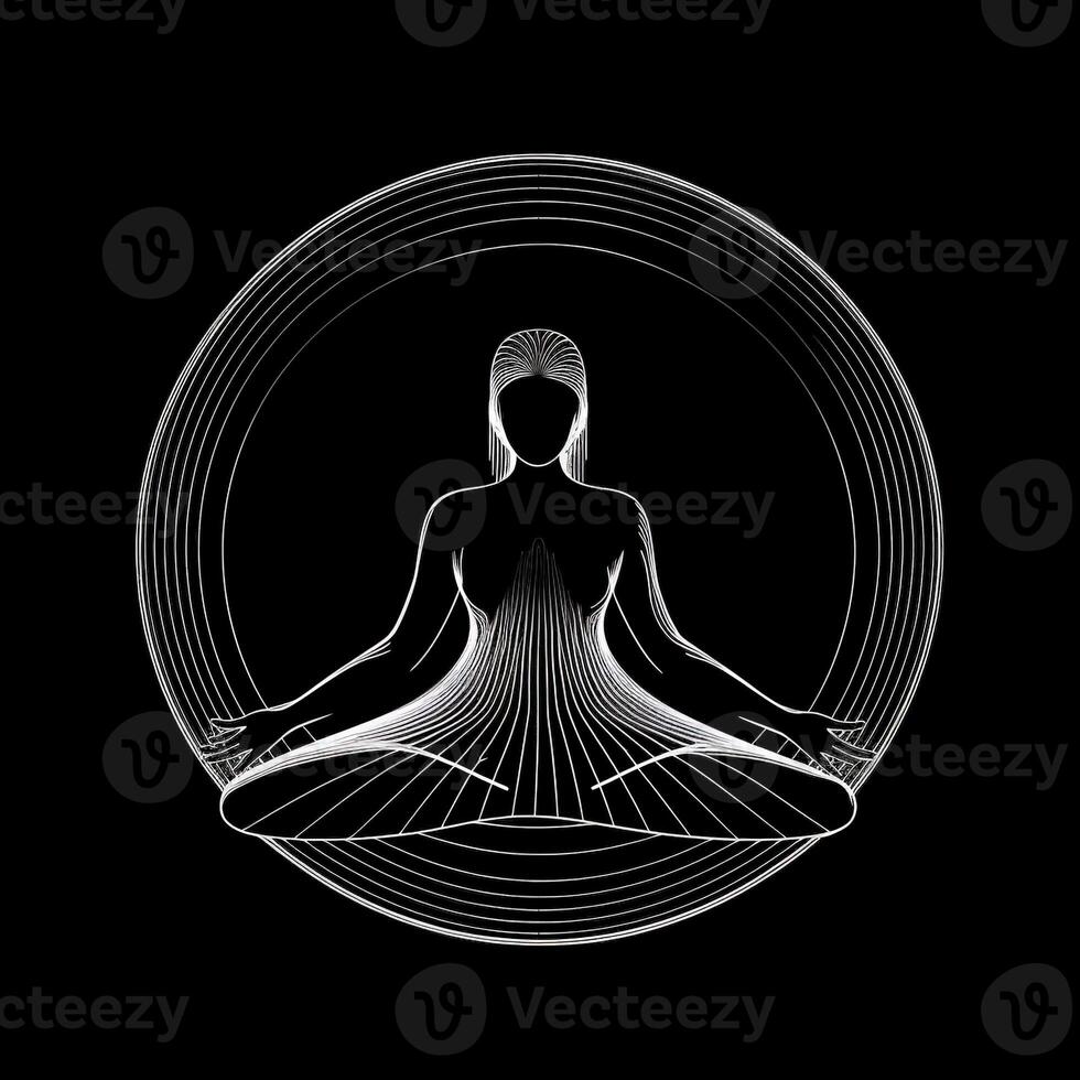 Logo von Yoga. Lotus Blume Logo mit Mensch Silhouette. ai generiert. foto