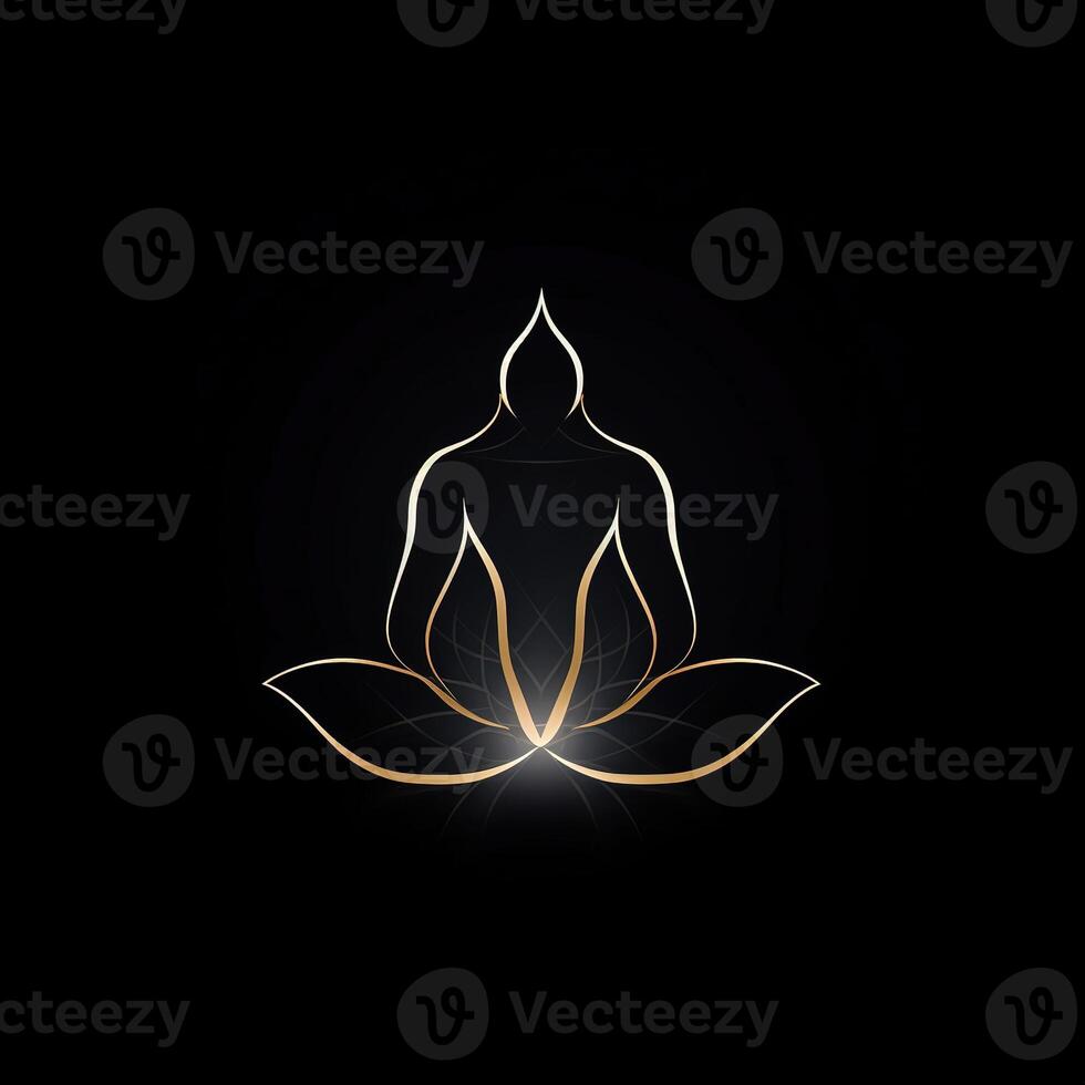 Logo von Yoga. Lotus Blume Logo mit Mensch Silhouette. ai generiert. foto