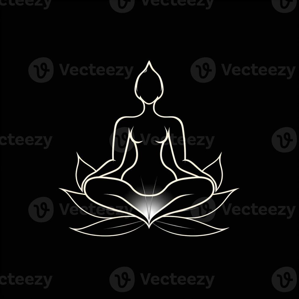 Logo von Yoga. Lotus Blume Logo mit Mensch Silhouette. ai generiert. foto