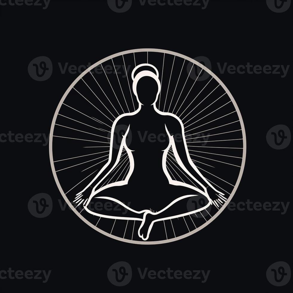 Logo von Yoga. Lotus Blume Logo mit Mensch Silhouette. ai generiert. foto