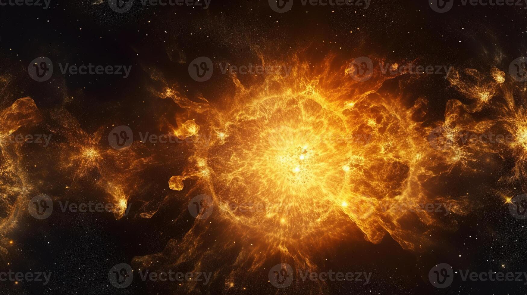 hohe Energie Partikel Explosion. Star Explosion mit Partikel. Star Kette und Wurmloch. ai generiert. foto