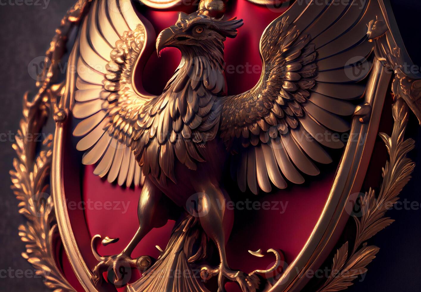 golden Mantel von Waffen Adler. Zustand Symbol. ai generiert foto