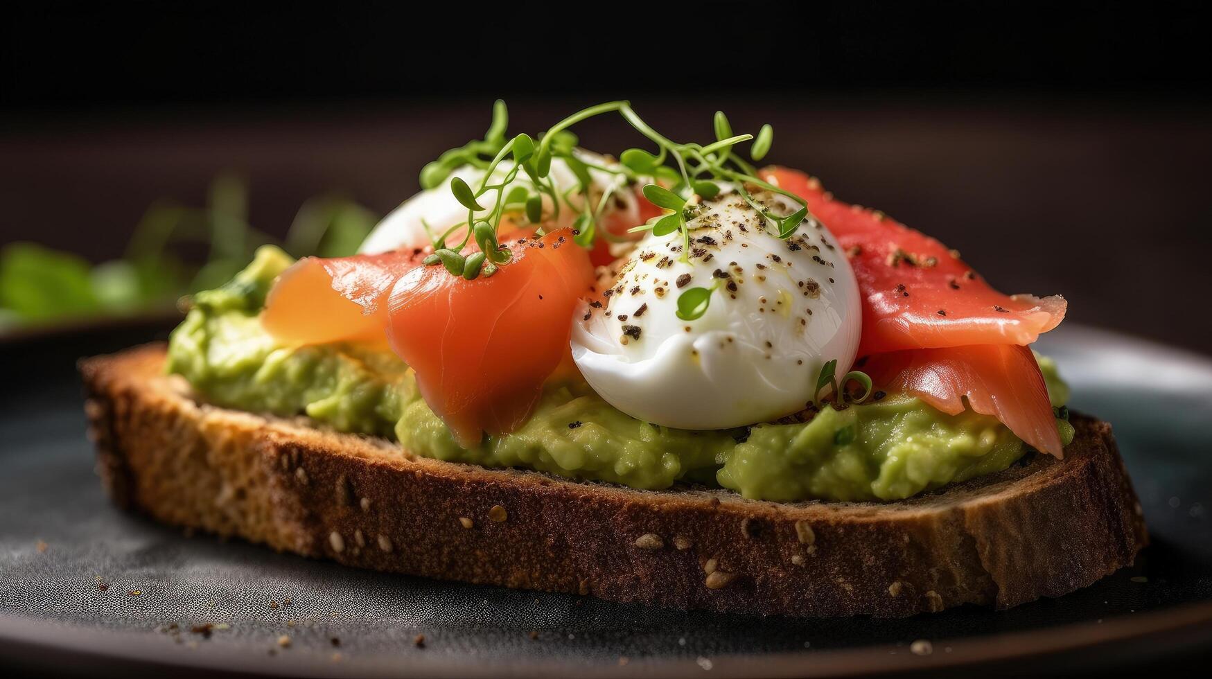 Avocado und geräuchert Lachs Toast Illustration ai generativ foto