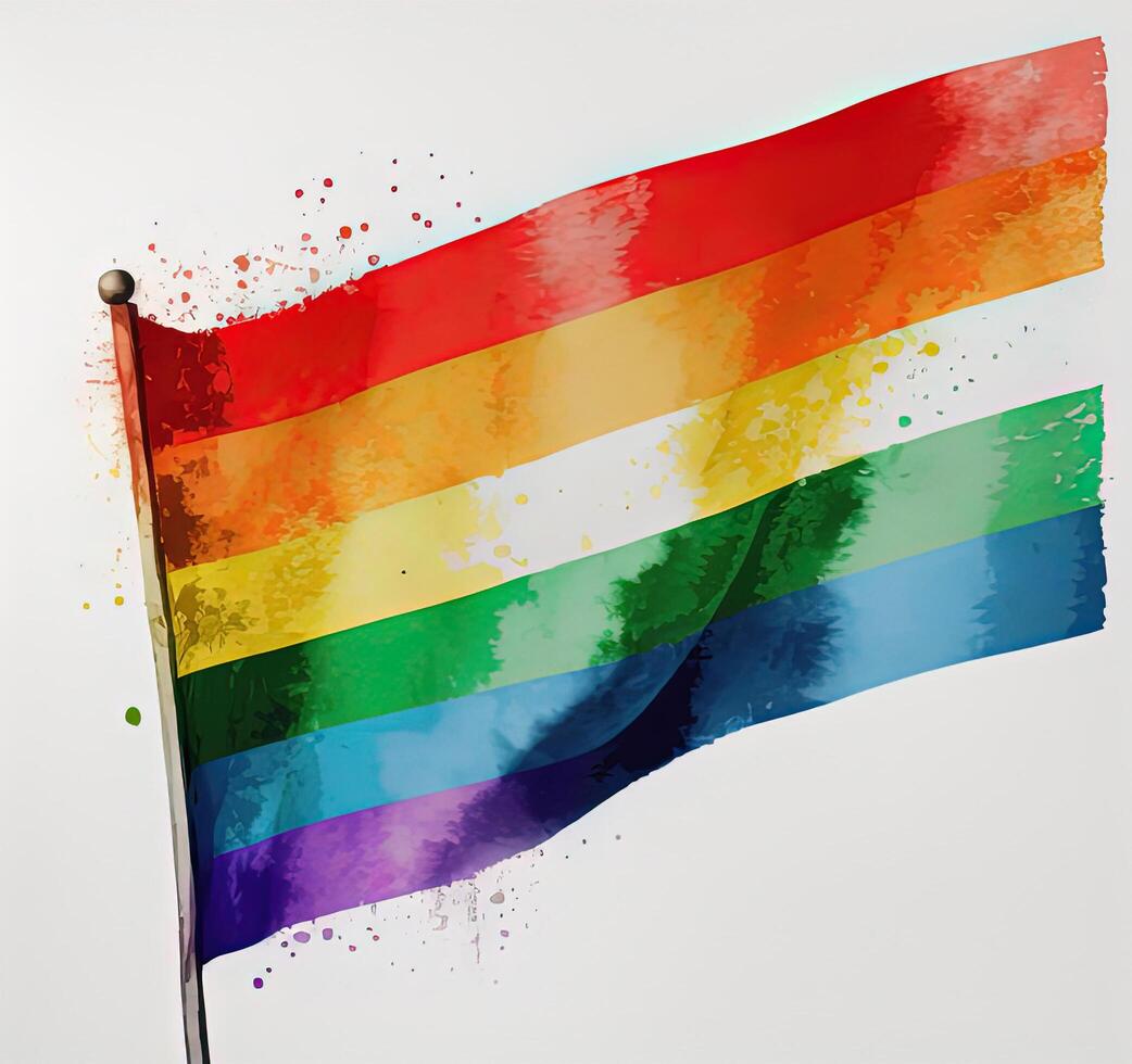 Aquarell Regenbogen Flagge. Illustration ai generativ foto