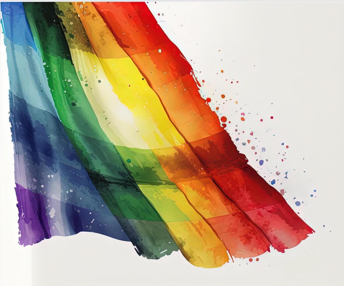 Aquarell Regenbogen Flagge. Illustration ai generativ foto