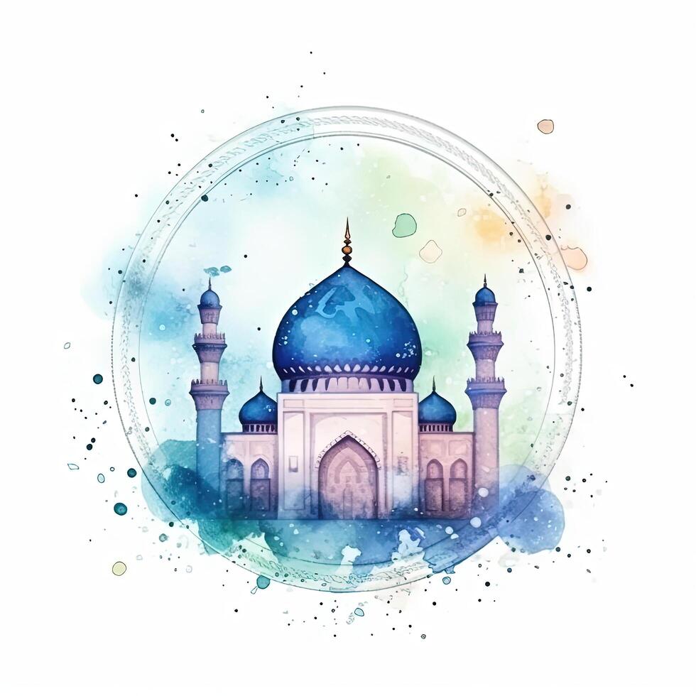 abstrakt eid Mubarak Aquarell Hintergrund. Illustration ai generativ foto